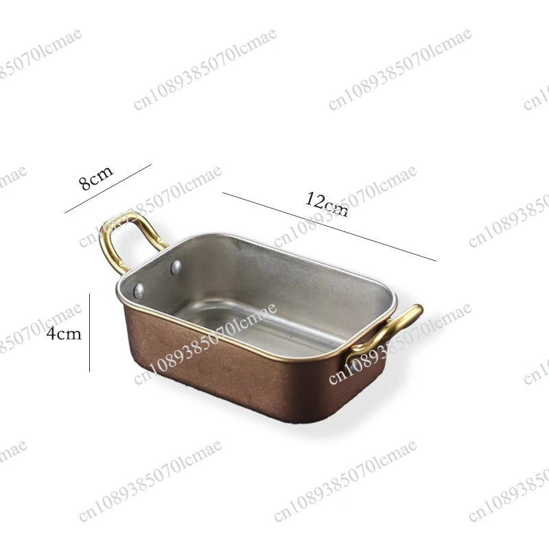 Binaural Plate Thickened Stainless Steel Food Bucket Creative Square Plate Dim Sum Fried Chicken Snack