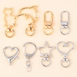 5Pcs Heart Pentagram Dolphin Cat Shape Keychain Metal Lobster Clasps Swivel Hook Jewelry Making Key Chain DIY Supplies Wholesale