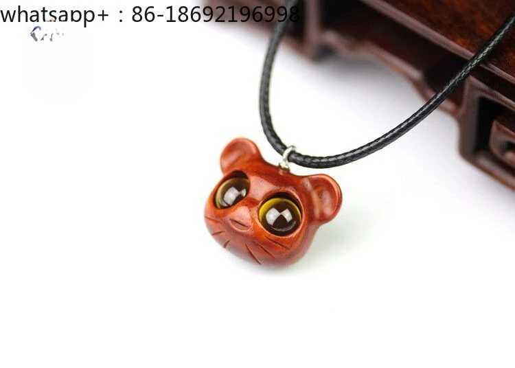 Lobular Red Sandalwood Mouse Pendant Mahogany Purple Light Wood Carving Pendant Live Bead Necklace