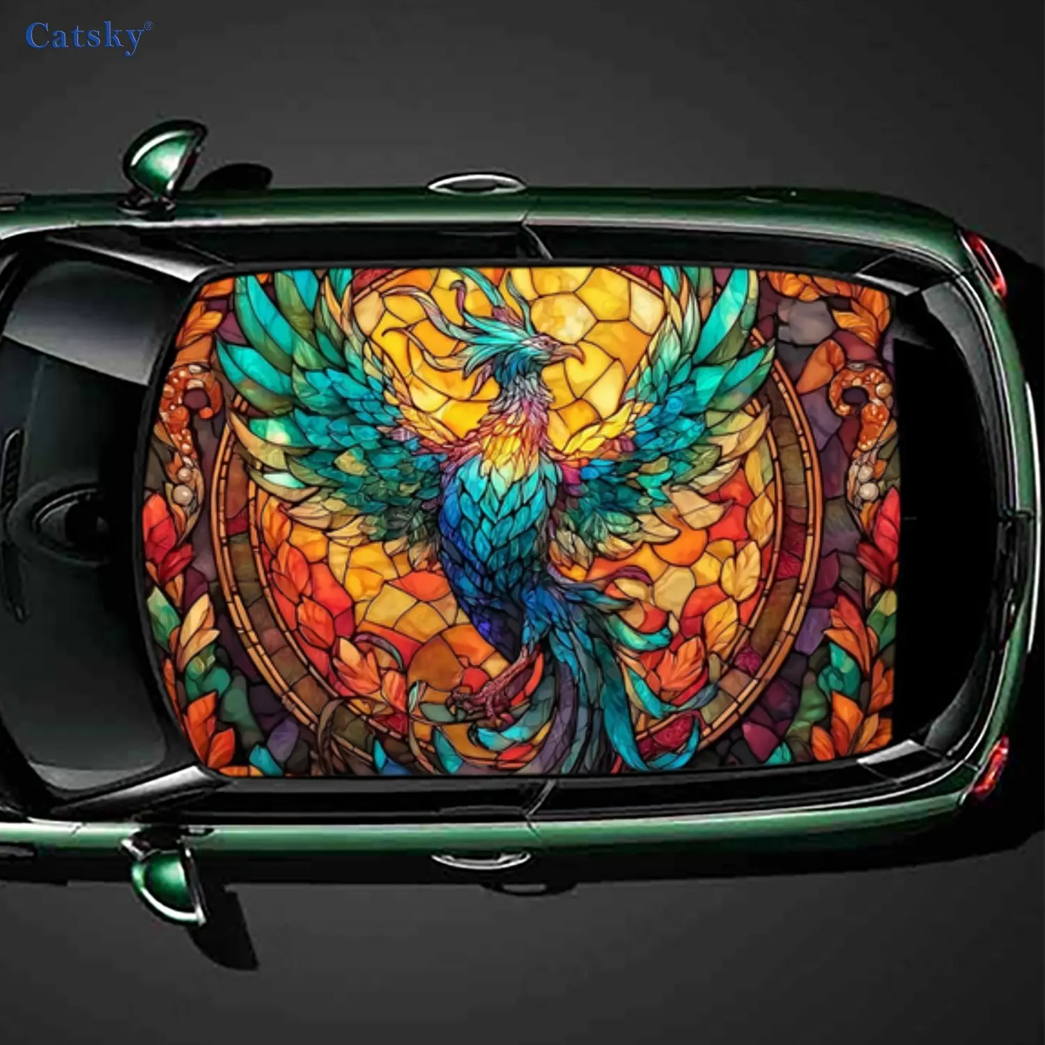 Glass Phoenix PVC material self-adhesive waterproof car roof sticker, paste firm and anti-ultraviolet, waterproof and scratch-re