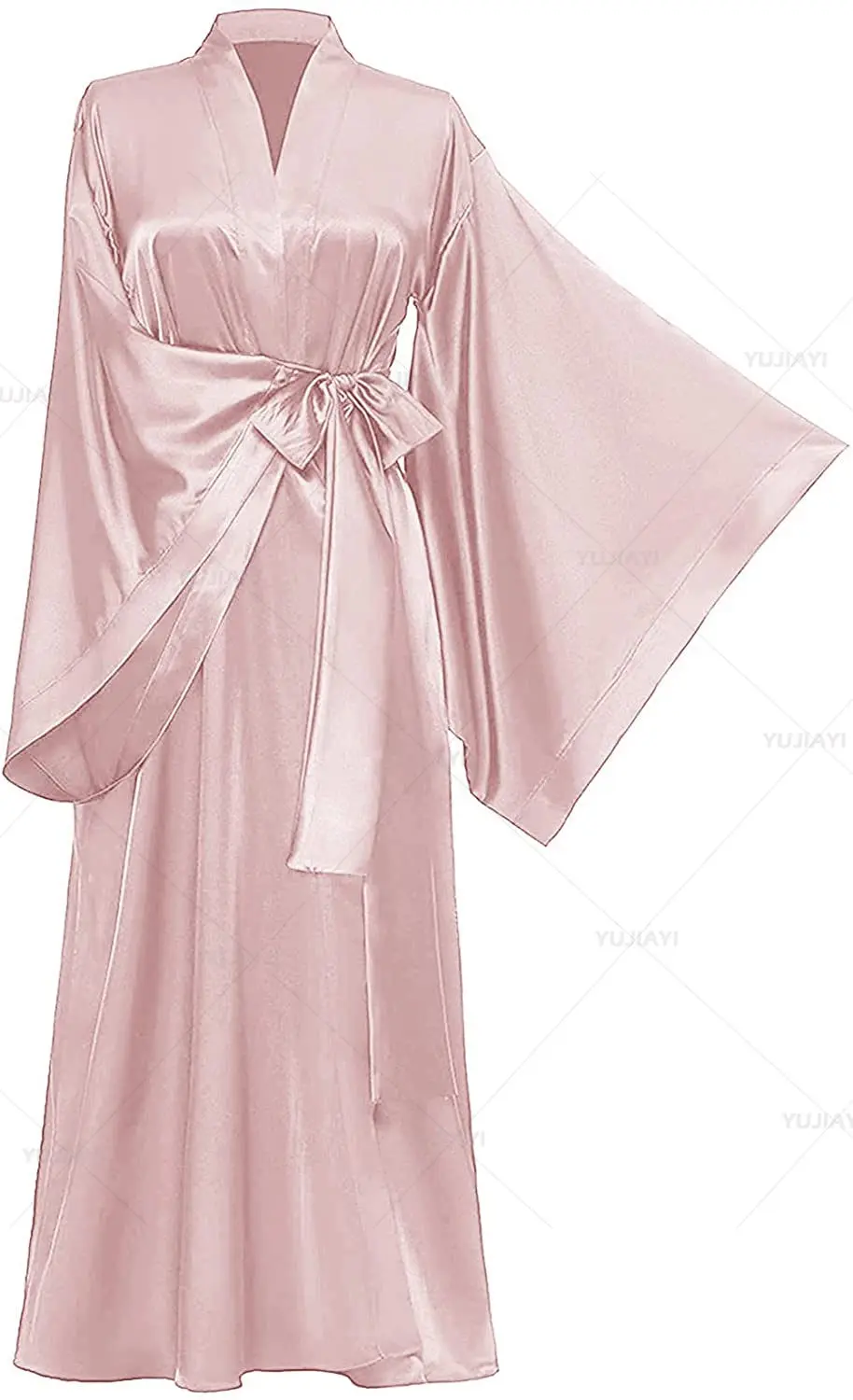 Jubah Satin sutra untuk wanita gaun Kimono panjang jubah gaun pengantin baju tidur Lingerie Boudoir pengantin piyama gaun malam