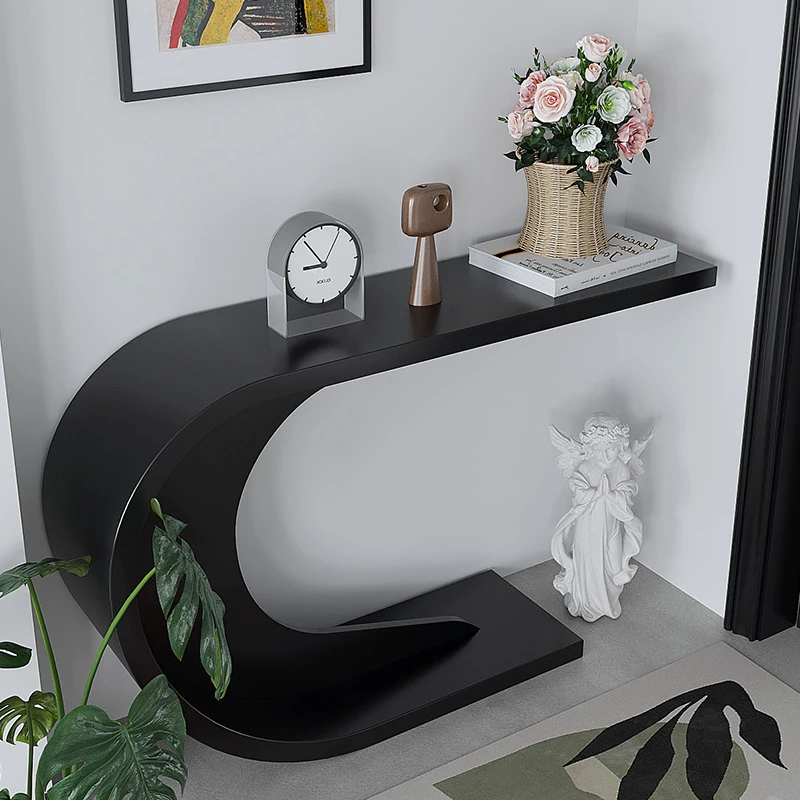 طاولة وحدة تحكم فرنسية فريدة من نوعها بتصميم منحني طاولة وحدة تحكم جمالية ممتازة على الحائط أثاث مكتب أنيق لغرفة المعيشة