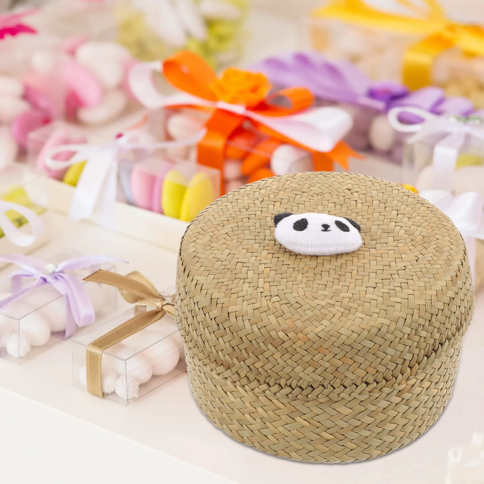 Cesta de Flores Tejida a Mano con Hierba Natural, Contenedor Decorativo Rústico para Regalos, Frutas, Aperitivos, Artículos Diversos, Hogar, Bodas