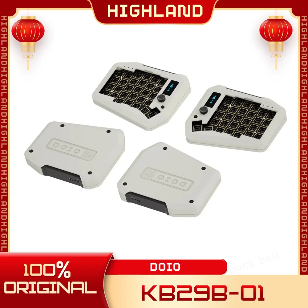 DOIO KB29B-01 Mechanical Keyboard Kit Wireless Bluetooth Hot Swap Keyboards Kits 2 Mode Aluminium Gasket Left Right Keyboard Kit