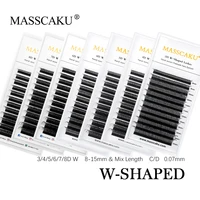 MASSCAKU, visón sintético Natural suave de alta calidad, diseño W, ventiladores de volumen prefabricados, pestañas de 0,05/0,07mm, herramientas de extensión de pestañas 3D-10D
