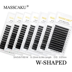 MASSCAKU High Quality Soft Natural Synthetic Mink W Design Premade Volume Fans Lashes 0.05/0.07mm 3D-10D Eyelash Extension Tools