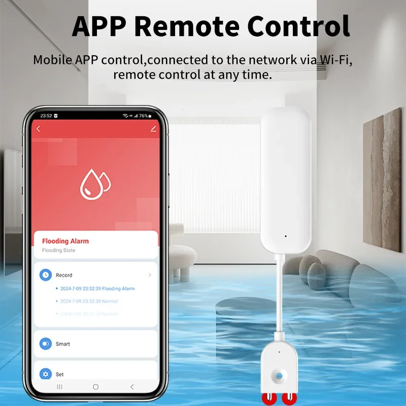 Tuya inteligente wifi sensor de vazamento de água alarme detector de nível de água sensor de vazamento de inundação app controle remoto sistema de alarme de segurança