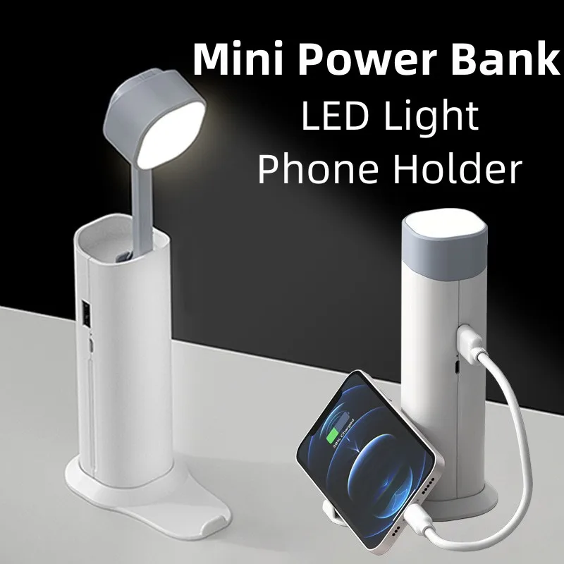 5000mAh Mini Power Bank with USB Folding Small Night Light Eye Protection Learning Desk Lamp Powerbank for iPhone Xiaomi Samsung