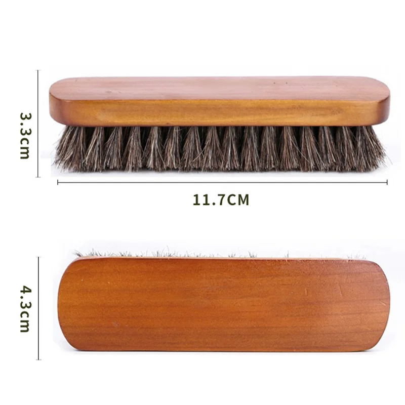 Brosse à chaussures en bois de poils de cheval, brosse à chaussures en cuir, brosse à chaussures en cuir, poignée, détails du tableau Prada, polissage et livres, 1PC