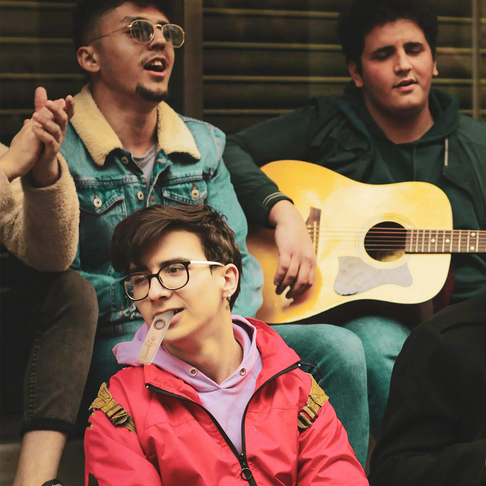 

Wooden Kazoo Musical Instrument For Adults Beginners Portable Guitar Accompany Performance Starter Kids Bright Color