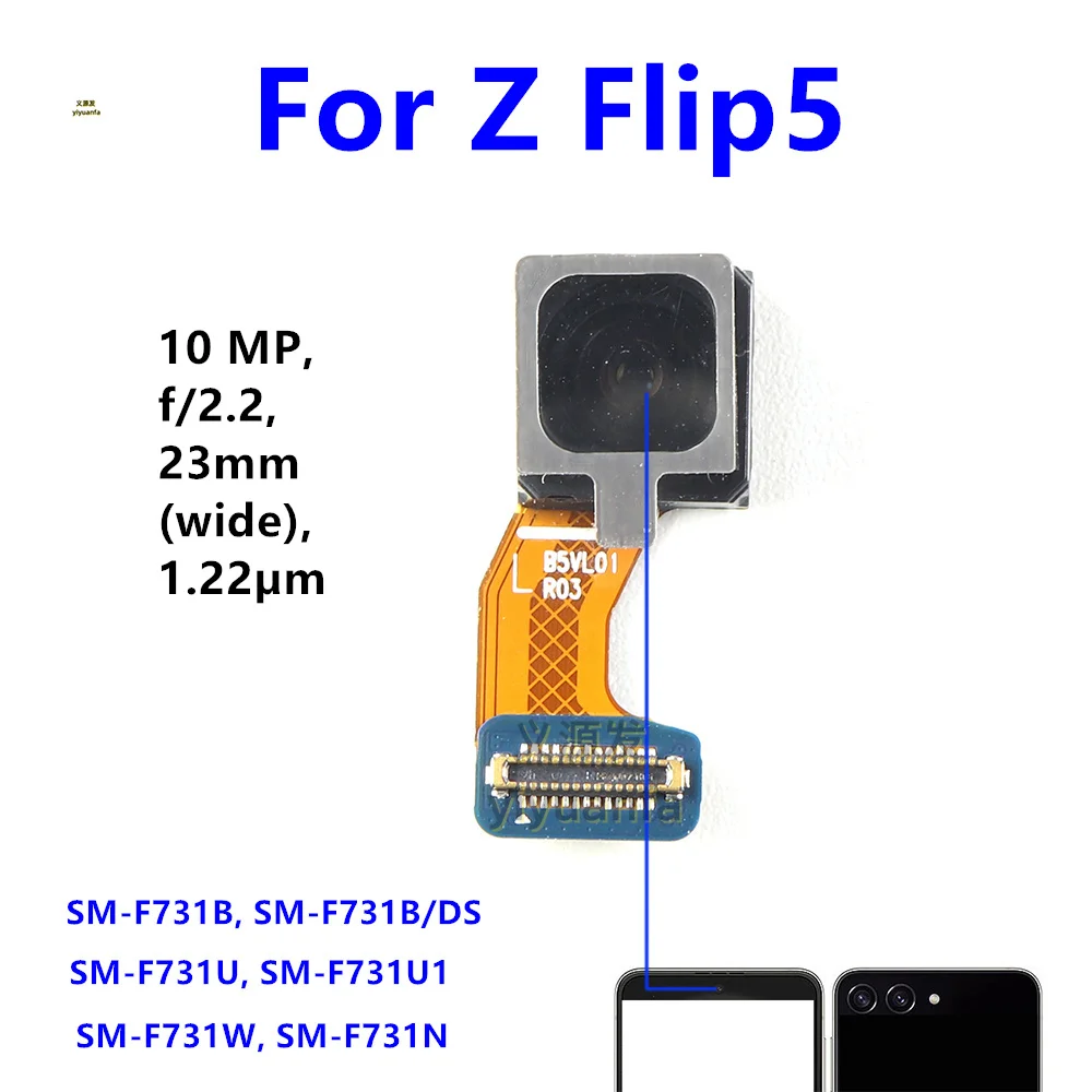 For Samsung Galaxy Z Flip5 SM-F731B/DS F731 Back Big Rear Main Camera Module Small Facing Front Camera Flex Cable Ultrawide