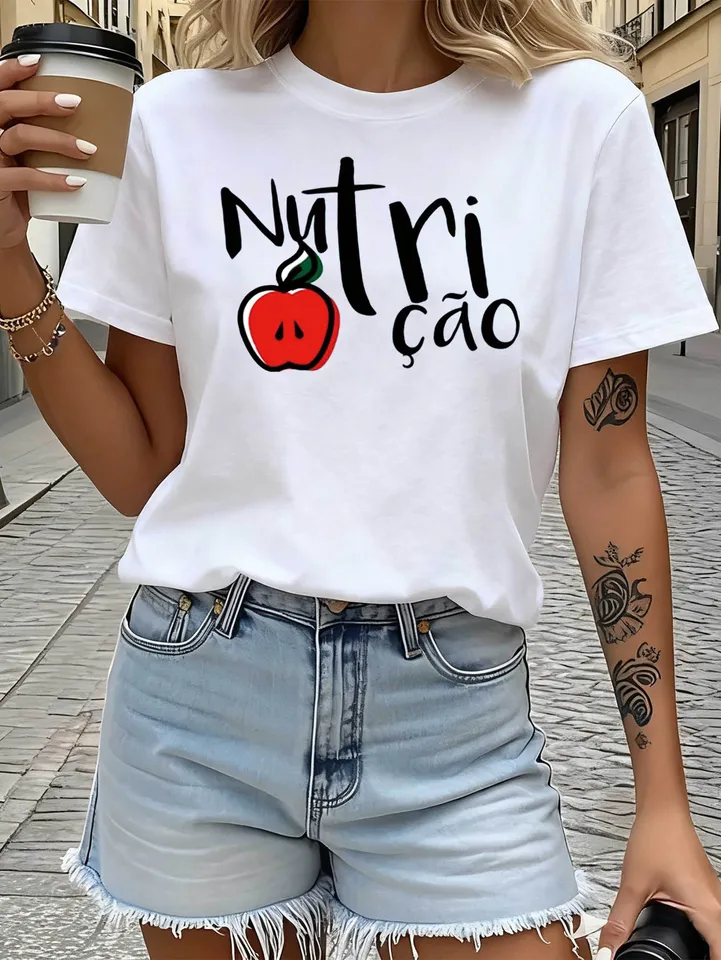 Womens Nutrition Graphic T Shirt Casual Top
