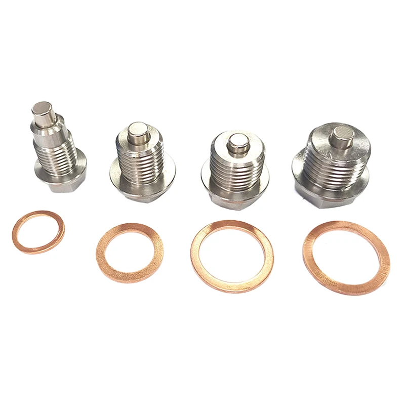 1Pc Car Modification Magnetic Suction Drain Plug Screws With 5 Gaskets Neodymium Magnet Stainless Steel Bolt Heavy Duty Oil Plug