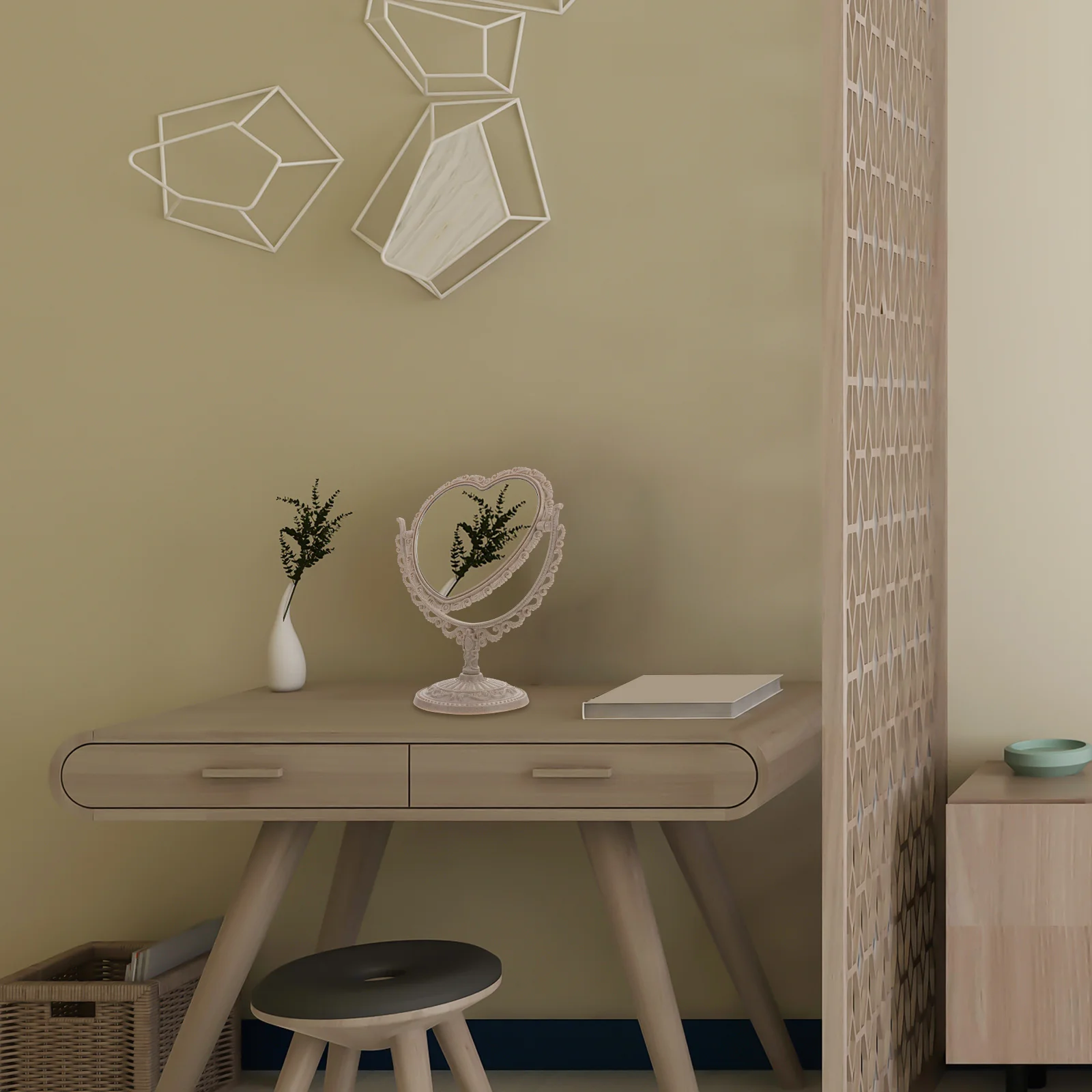 

Desktop Heart Shaped Mirror Rotatable Tabletop Mirror Simple Elegant Design for Home Dressing Table Beauty Routine