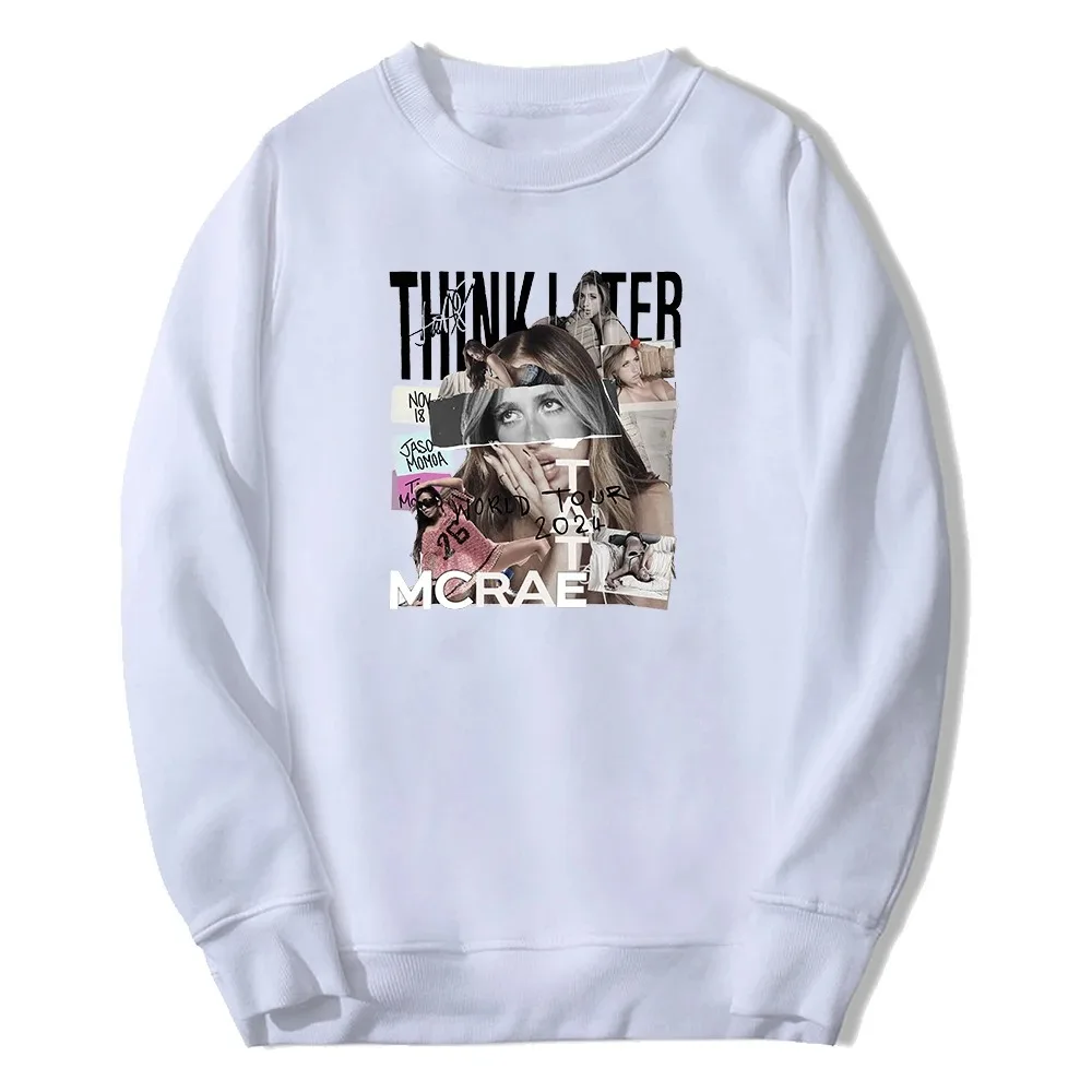 

Tate McRae Merch Think Later Tour 2024 New Crewneck Long Sleeve Streetwear Men Women Sweatshirt Hip Hop Clothes