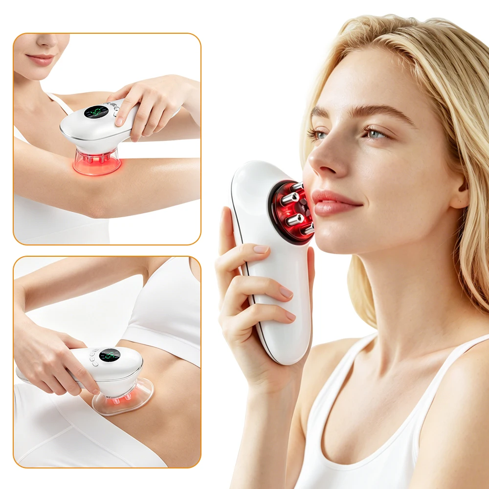 Máquina para Esculpir el Rostro y el Cuerpo, Masajeador Anticelulítico, Terapia de Luz Roja EMS, Lifting Facial, Reafirmación de la Piel, Herramienta de Ventosas para Perder Peso