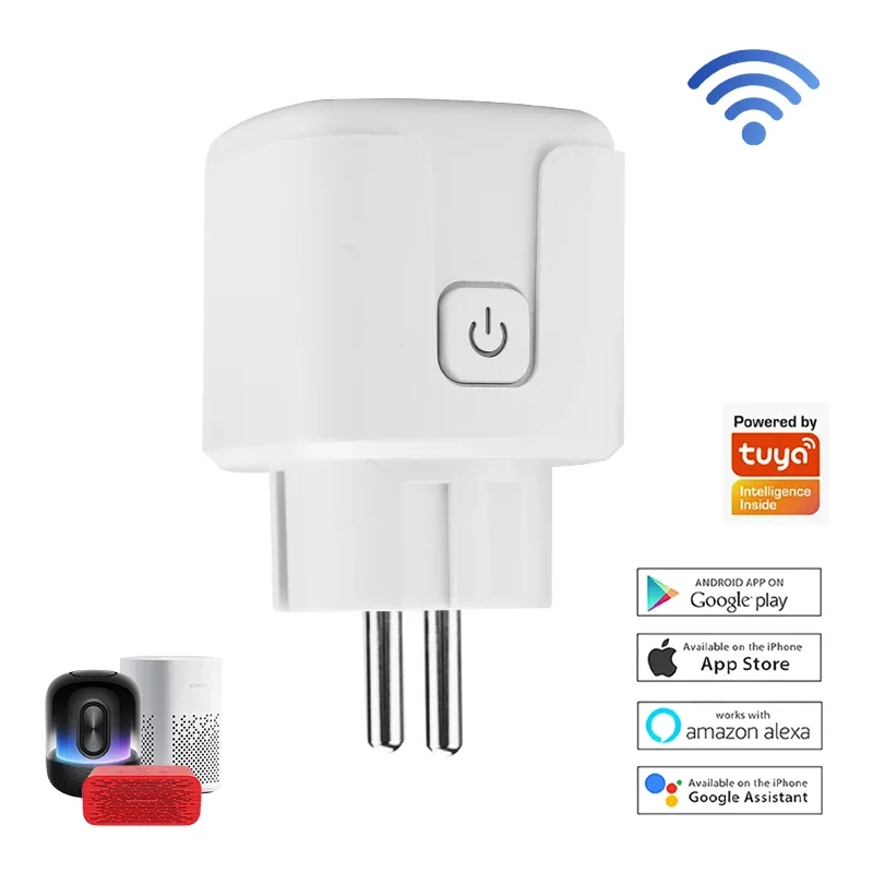 

Tuya Smart EU Plug WiFi Socket 16A/20A with Power Monitoring Timer Outlet Smart Life APP Control Voice Control Works With Alexa