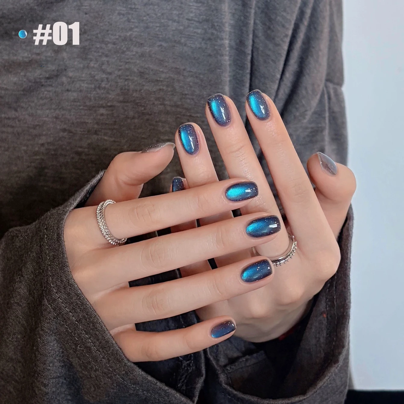 MIANEL Blue Secret Realm Cat Eye Gel Nail Polish 2026 Sparkling Clear Water Glass Bead Flattering Nail Art Gel