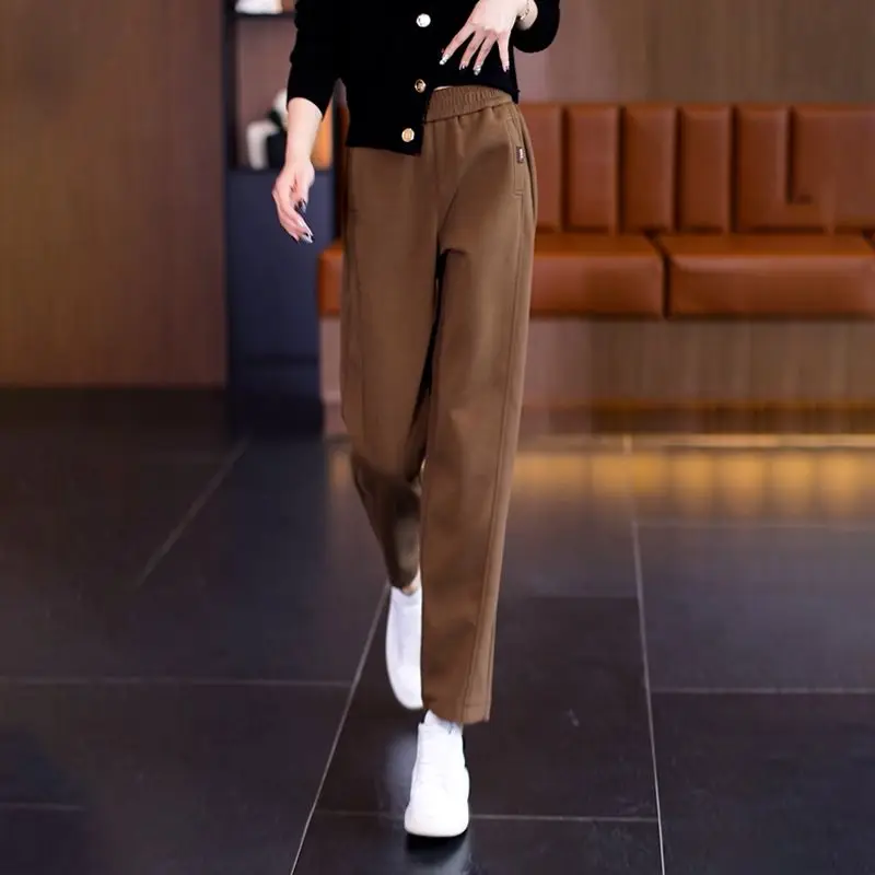 Women's AutumnWinter New Fashion Elegant High Waist Solid Color Versatile Western Style Comfortable Youth Popular Commuter Pants