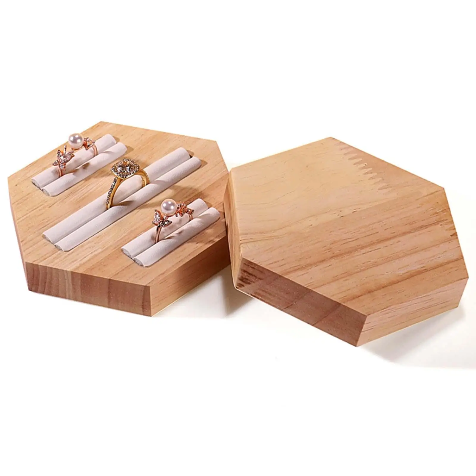 

Wooden Ring Display Stand Ring Earring Merchandise Home Organization 3 Slots Gifts Ring Holder Display Case Earrings Trays