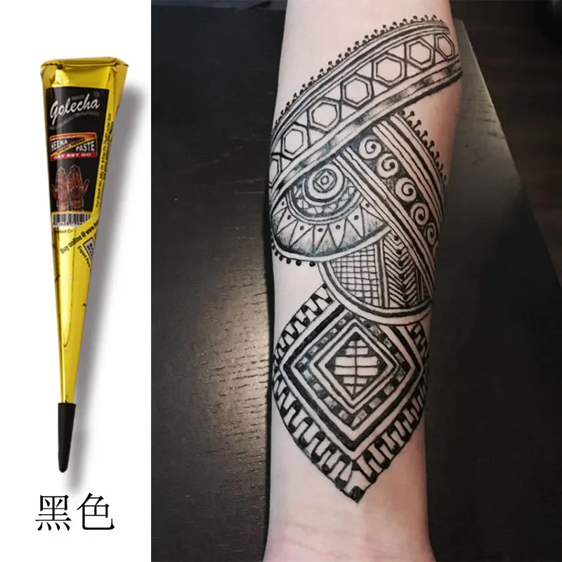 Pasta de tatuaje de Henna, cono de pintura corporal, conos indios para temporal, bricolaje, negro, marrón, rojo, blanco, nuevo