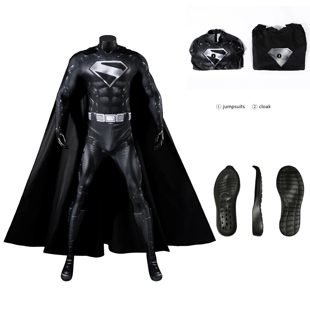 

High Quality Adult Legacy Clark Kent Black Combat 3D Printing Costume Cosplay Zentai Black Bodysuit Jumpsuit Carnival Halloween