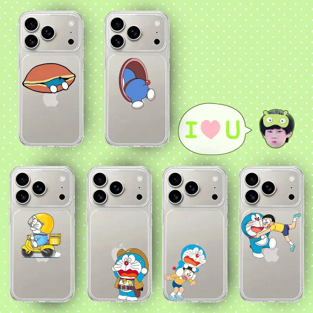 Capa de Celular D-Doraemon Transparente para iPhone 17 16 15 14 Plus 13 12 11 Pro Max