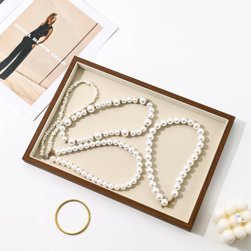 Black Walnut Pattern Jewelry Display Jewelry Storage Tray Earrings Necklaces Bracelets High-end luxury Party Simple gifts Women