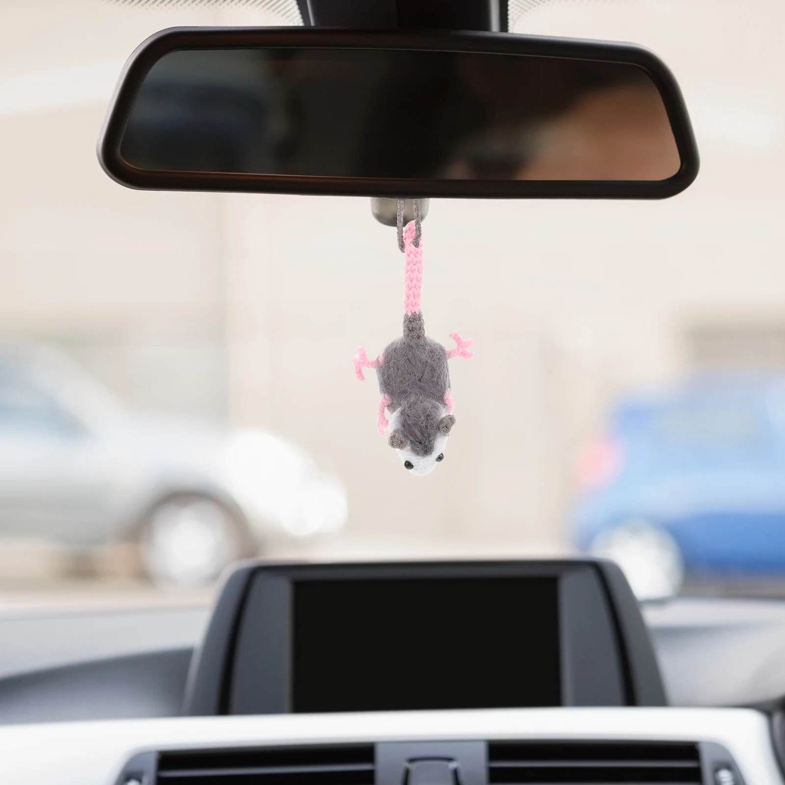 

Car Rear View Mirror Hanging naments Decorative Yarn Dash Accessories Cute Opossum Shape Durable Fade Resistant Easy