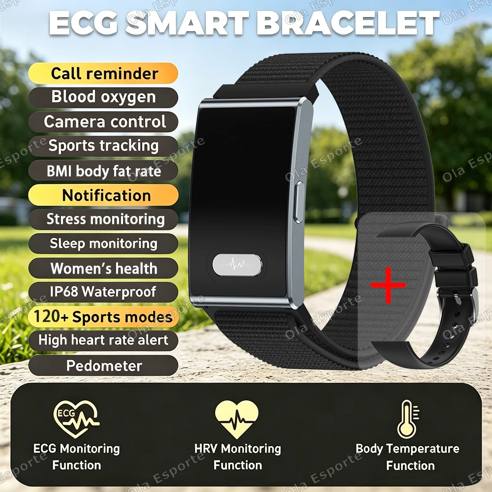 

ECG Smart Bracelet Heart Rate Sleep 5ATM Waterproof Fitness Watch 2026 New NO Screen Smartwatch Men Women Health Sport Wristband