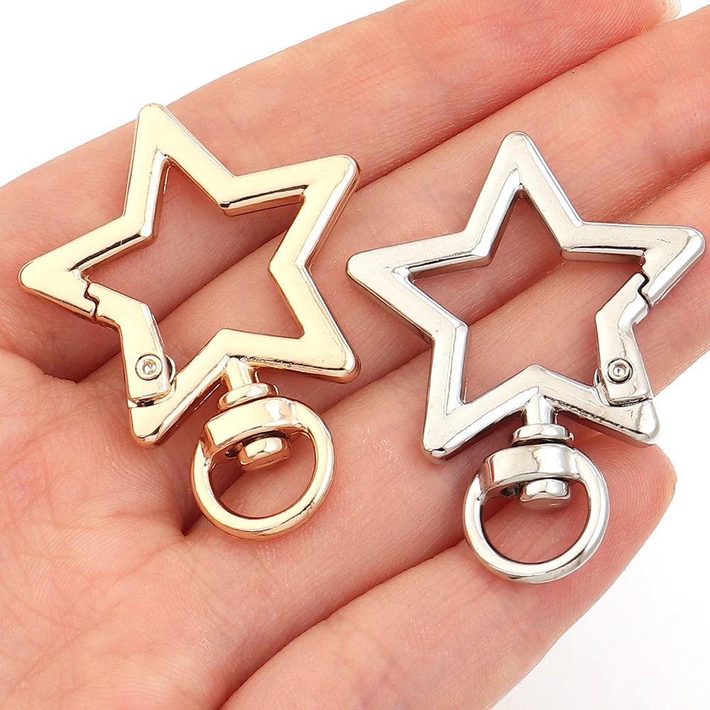 5/10 Stück Runde/Stern-/Herzförmige Drehbare Legierungs-Karabinerhaken Schlüsselring Haken Karabiner Schlüsselanhänger Schnalle DIY Schmuckherstellung – Detail 7