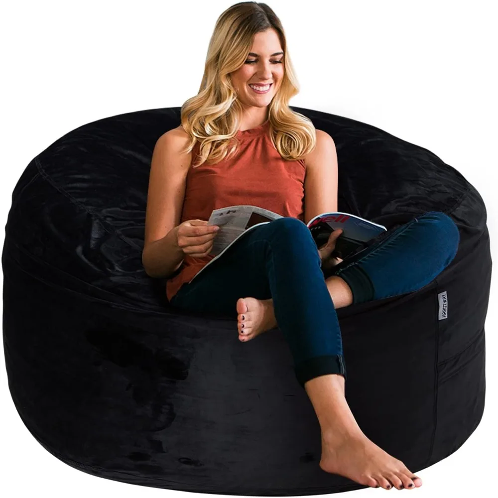 

HABUTWAY Bean Bag Chair 3Ft Luxurious Velvet Ultra Soft Fur with High-Rebound Memory Foam Bean Bag Chairs for Adults Plush Lazy