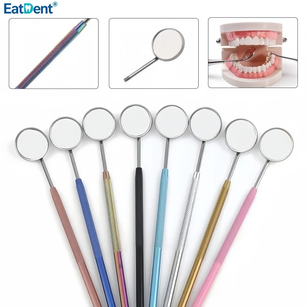 50/20Pcs Dental Mouth Mirror Reflector Odontoscope Multifunction Checking Oral Detachable Stainless Steel Handle 8 Colors