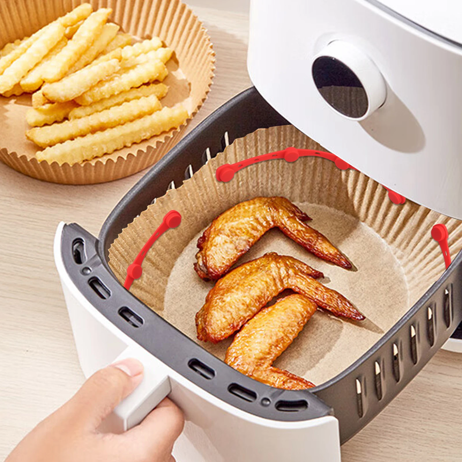 4Pcs Air Fryer Magnet Silicone Buckle, Air Fryer Magnetic Silicone Clips, Parchment paper used to control the air fryer Buckle