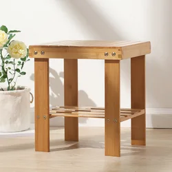 Taburete de bambú para niños, silla de pesca de madera maciza, banco cuadrado, taburete de ducha plegable multifunción, muebles portátiles para el hogar