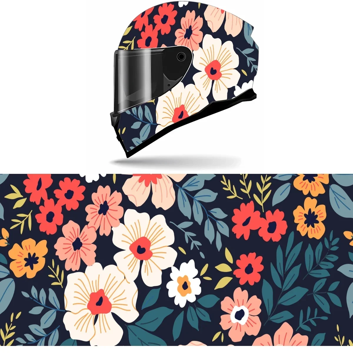 

Botanical Flowers Full Helmet Wrap Sticker Motorcycle Helmet Racing Graphic Decal Vinyl Wrap Helmet Decor Sticker