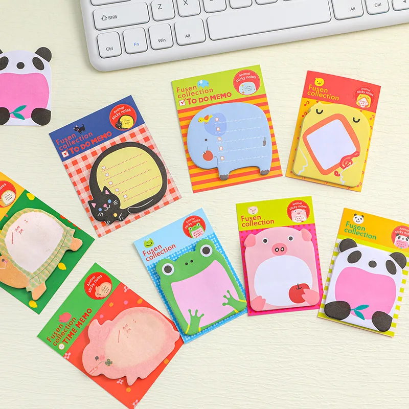 8Pcs Kawaii Animal Shaped Memo Pad Student Cute Cartoon Sticky Note Book Tearable Sticker Kids Office School Stationery view 4