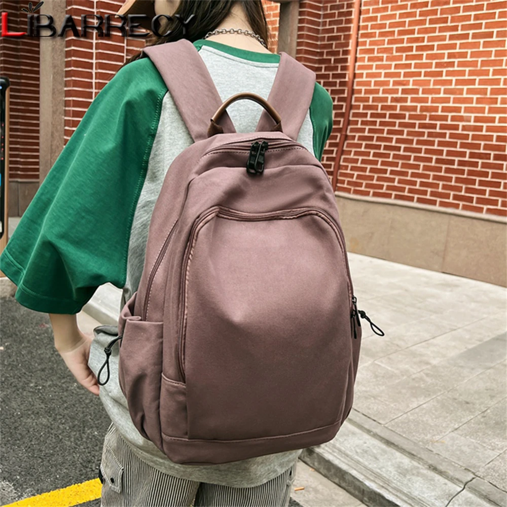 Mochila para mujer, Color sólido, multibolsillo, informal, bolsas de viaje para mujer, mochila escolar de alta calidad para adolescentes, mochila para libros