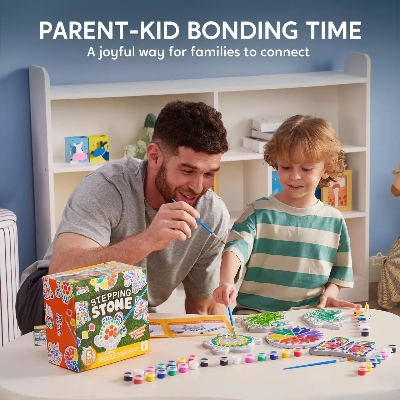 JOYFY Kids Stepping Stones طقم الطلاء 5 حديقة الحجارة السيراميك حديقة ديكور للأطفال هدايا عيد الميلاد عيد الميلاد