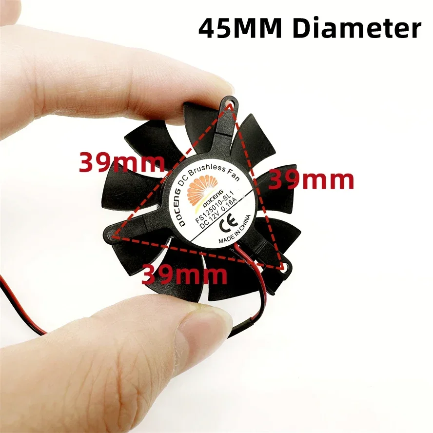 pa High Quality Ultra Quiet 45MM Diameter VGA Fan Fan Blade  39mm Hole Spacing 12V 0.16A 2pin