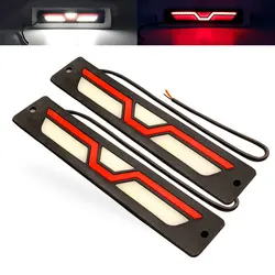 NSXINQI-luces LED de circulación diurna para coche, lámpara antiniebla, impermeable, luz diurna automática, blanco, rojo, 12V, 2 piezas, COB, DRL Flexible