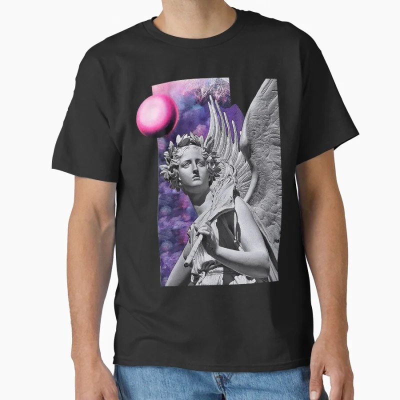 

Greek Angel Vaporwave Aesthetic glitch style cyber culture Futuristic Art gift T Shirt for men large size tops S-6XL clothing