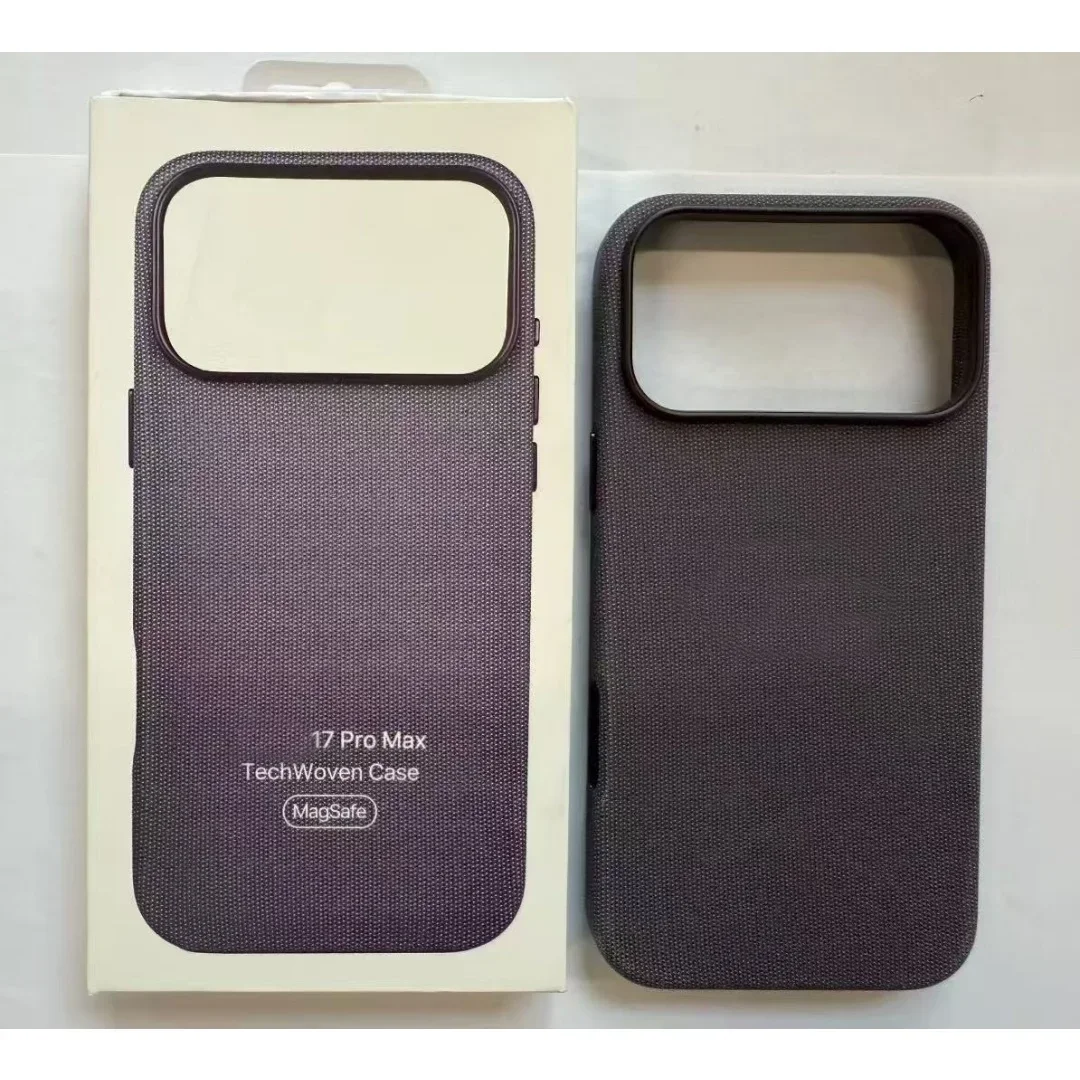 OP Hoge kwaliteit originele MagSafe Techwoven hoesje voor iPhone 17 Pro Max Magnetische draadloze oplaadbeschermhoes met pakketdoos