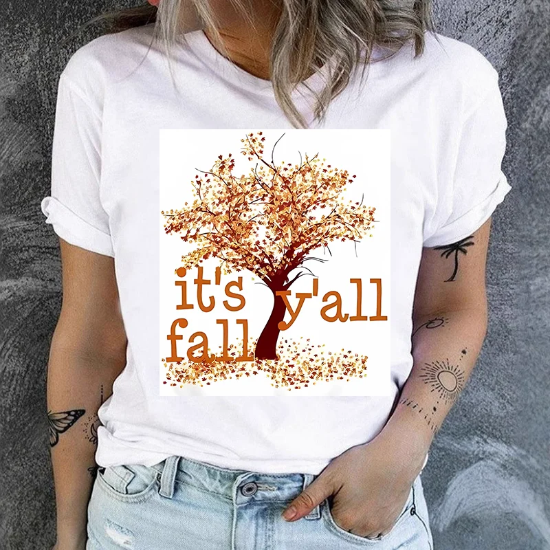 Fashion Women's Pumpkin Spice Coffee Graphic T-shirt Casual Halloween Thanksgiving Crew Neck Short Sleeve Top Summer polyester