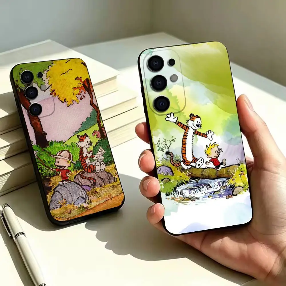 C-Calvin And Hobbes-S  Phone Case For Samsung S26,S25,S24,S23,S22 Black Soft Protective Phone Case