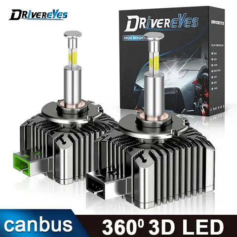 360 3D D1S D3S LED Car Headlights Bulbs Canbus D2S D4S D8S Led HID Kit D1R D2R D3R Auto Lamps Turbo LED 6000W Super Bright 6500K