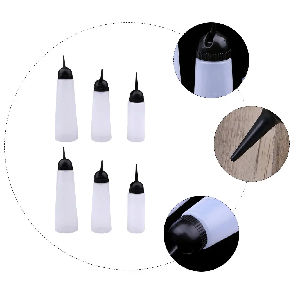 

6 Pcs Dry Cleaning Bottle Hair Dye Salon Accessories Hairdressing Rinse Pointed Mouth Container Oil