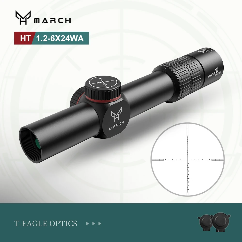 

MARCH HT1.2-6X24WA Tactical Optical Sight Wide Angle Rifle Scope for Hunting And Shotting Airsoft Sight Caza Lunetas With Mounts