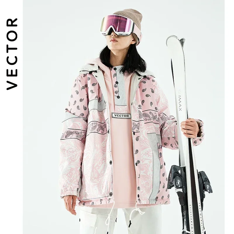 VECTOR 2024 Mężczyźni Kobiety Kurtka narciarska Dwustronna kurtka Zimowa Ciepła Wiatroszczelna Wodoodporna Outdoor Sports Snowboard Ski Fashion Coat