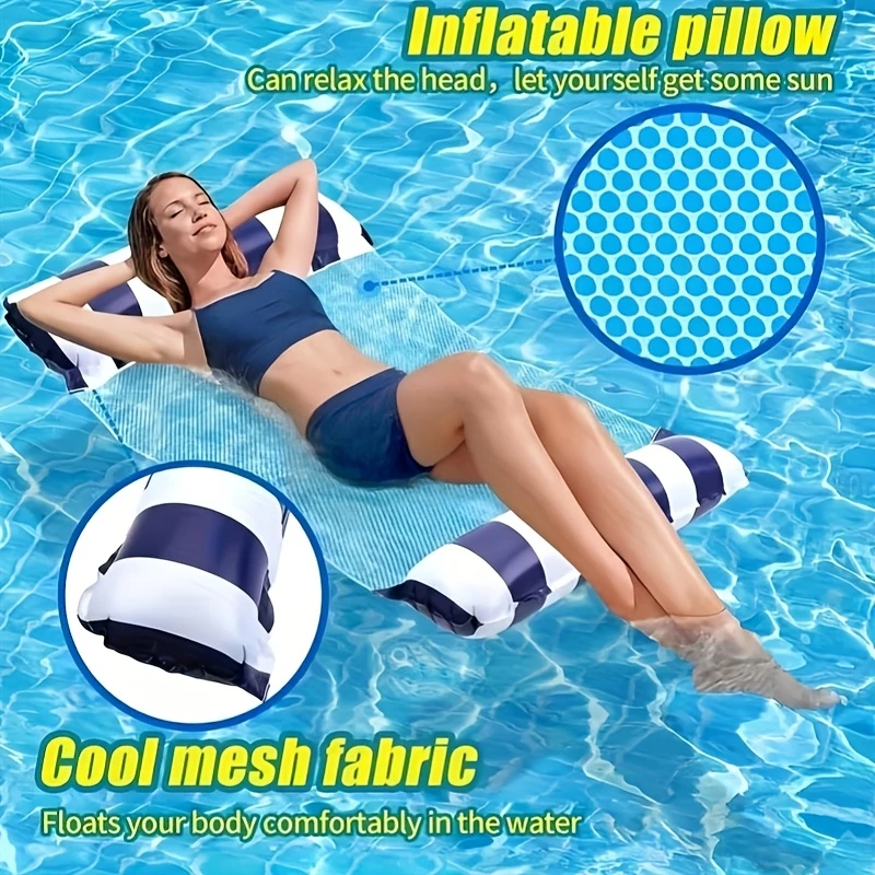 2Pack Inflatable Float With Air Pump New Adult Swimming Float Water Mattress Pool Raft Portable Float Outdoor Travel Home Pool